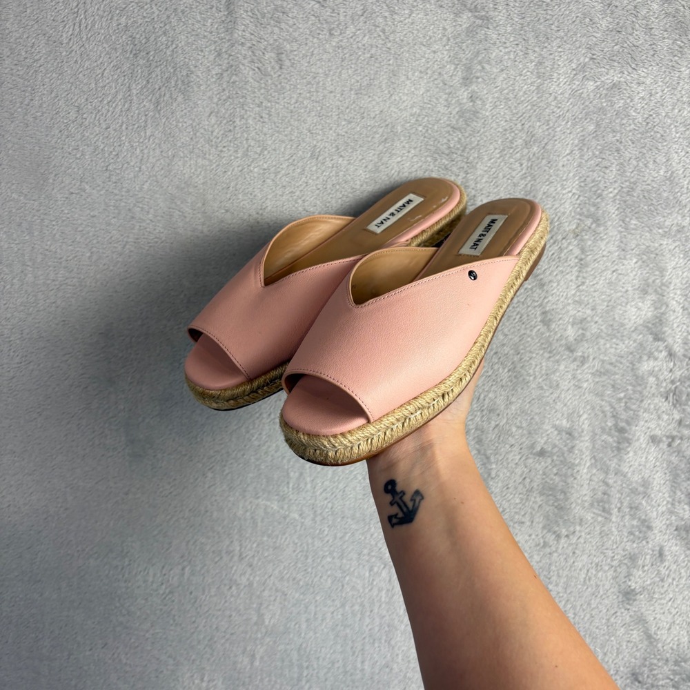 Matt & Nat Sandals Cycil Espadrille Slide Size 37 Pink Vegan Leather Summer Boho